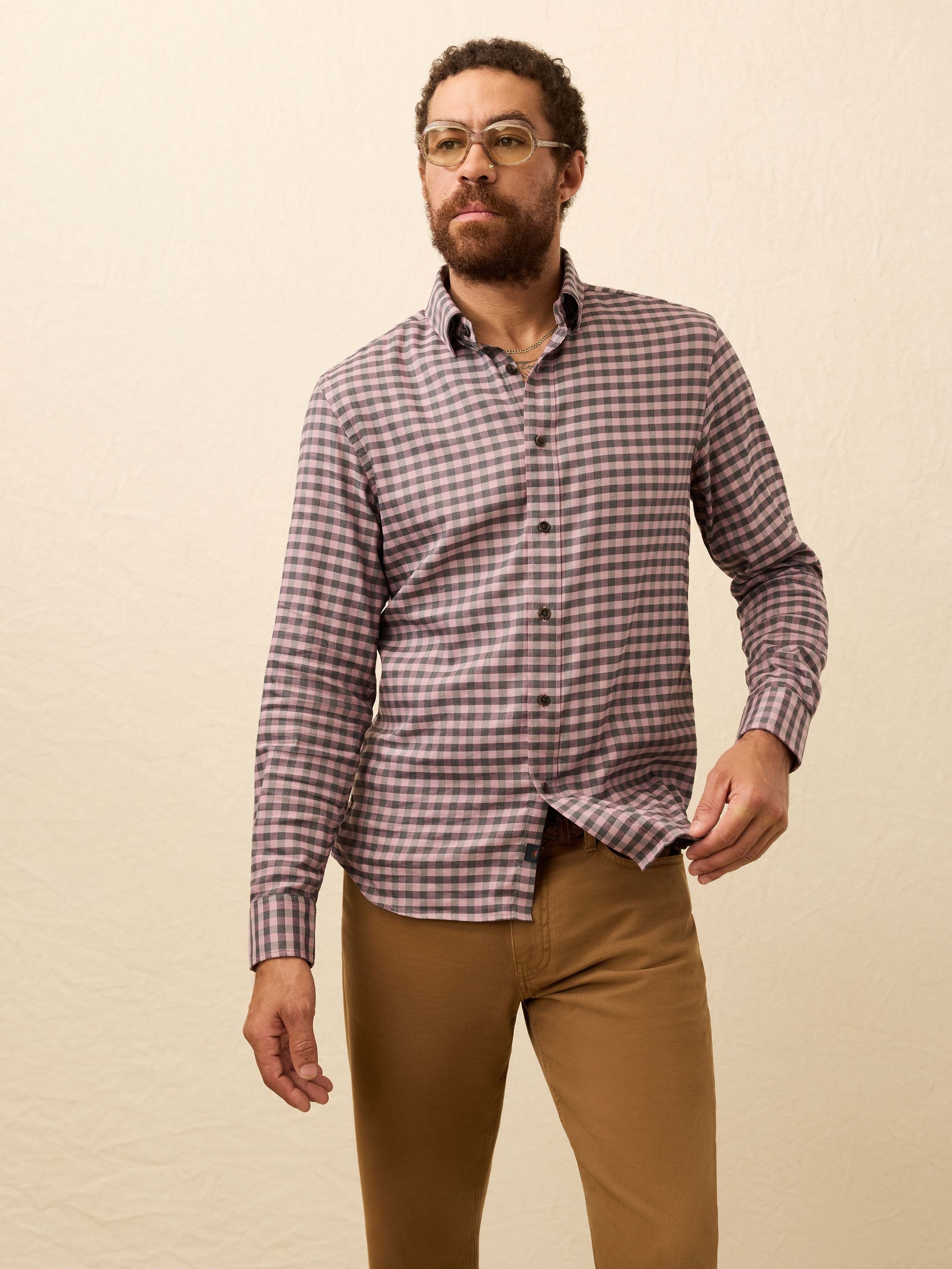 Soft Twill Movement™ Shirt - Charcoal Plum Gingham