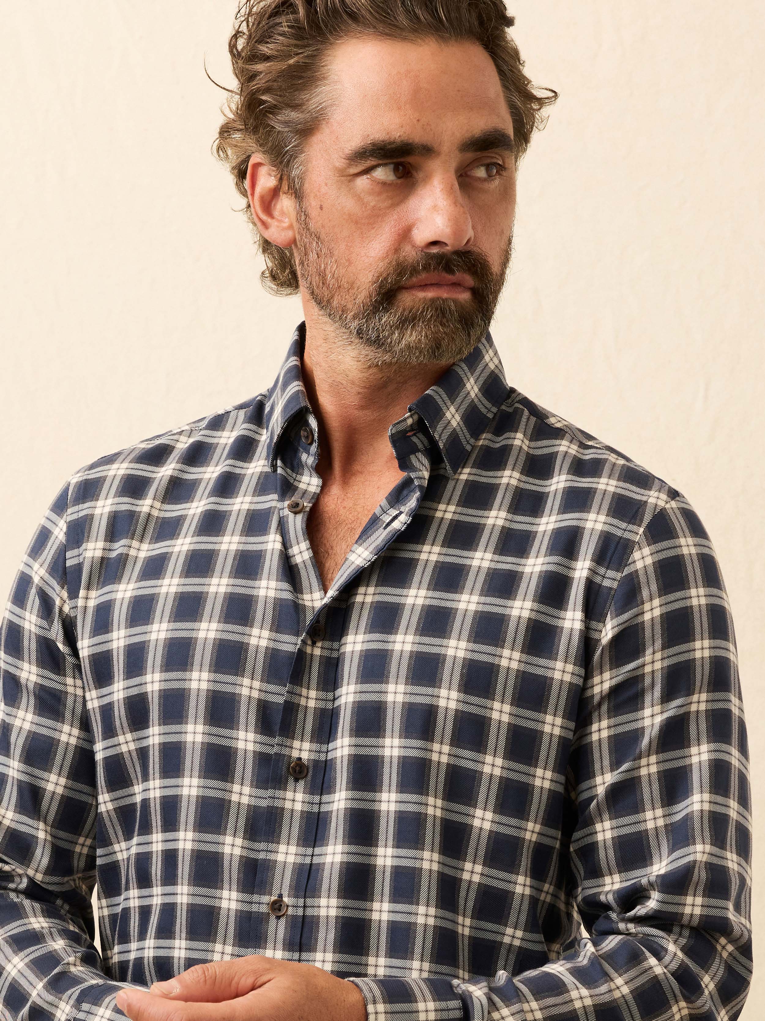 Soft Twill Movement™ Shirt - Navy Smoke Plaid