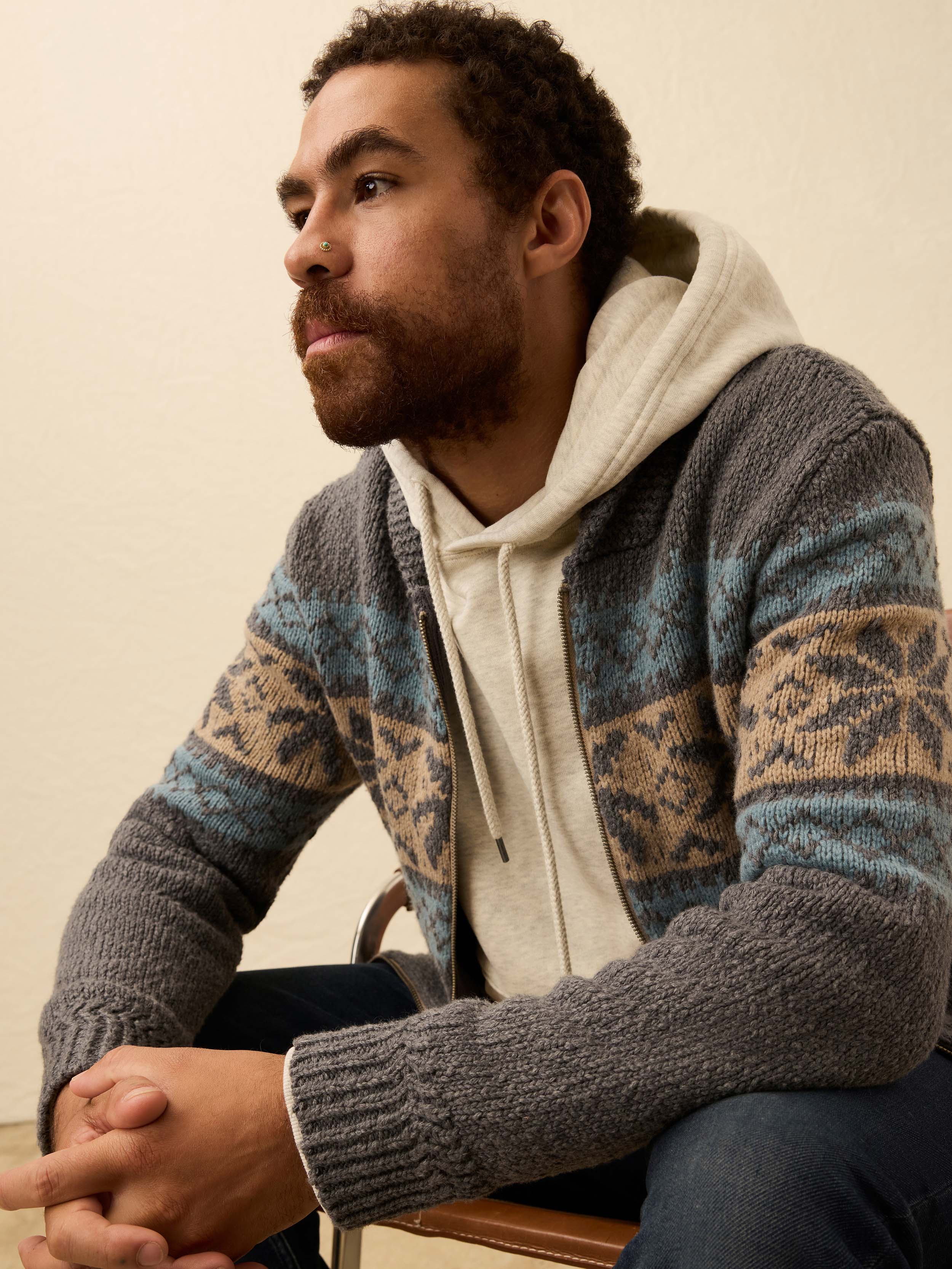 Surf To Snow Zip Cardigan - Iron Coast