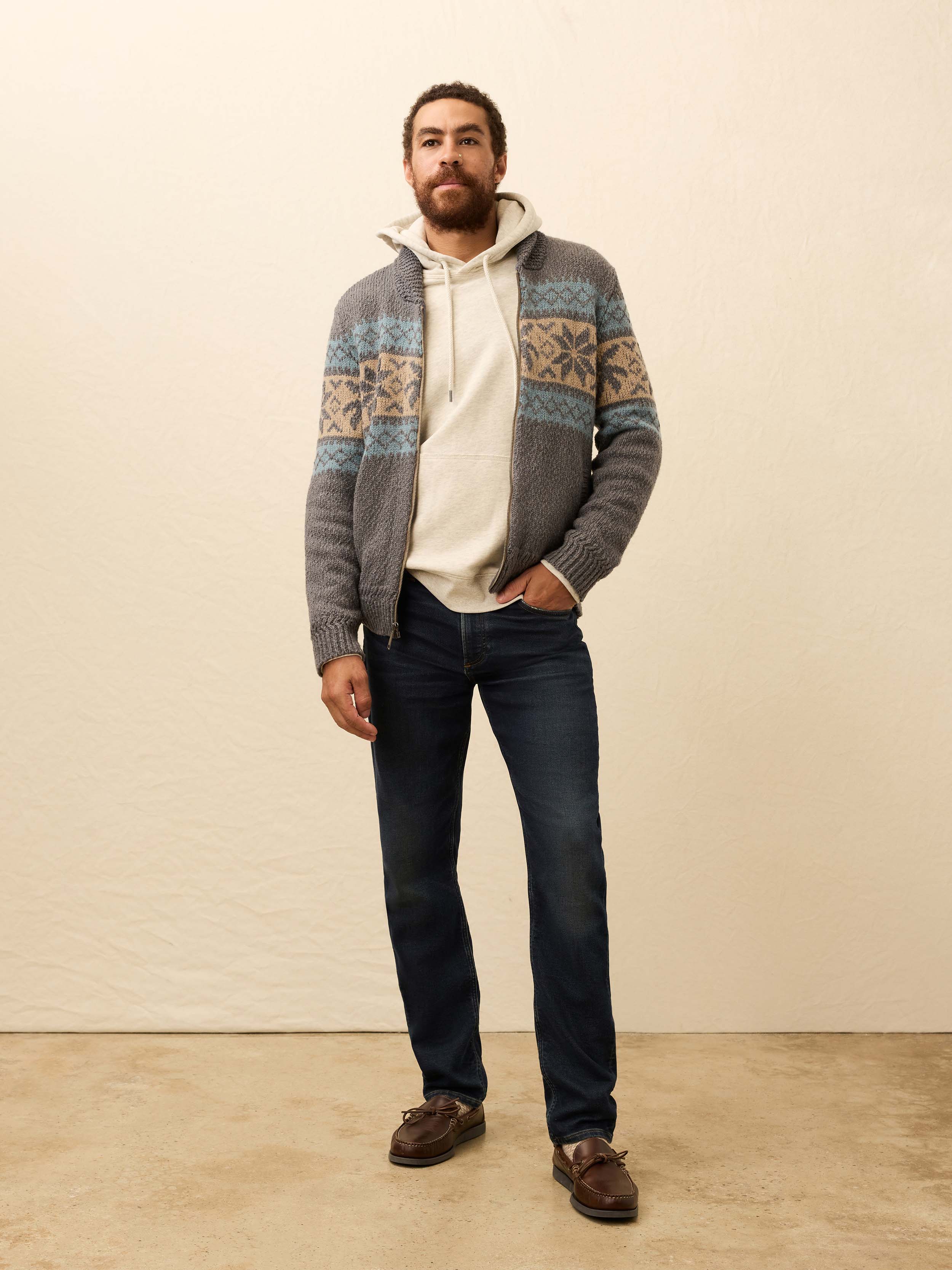 Surf To Snow Zip Cardigan - Iron Coast