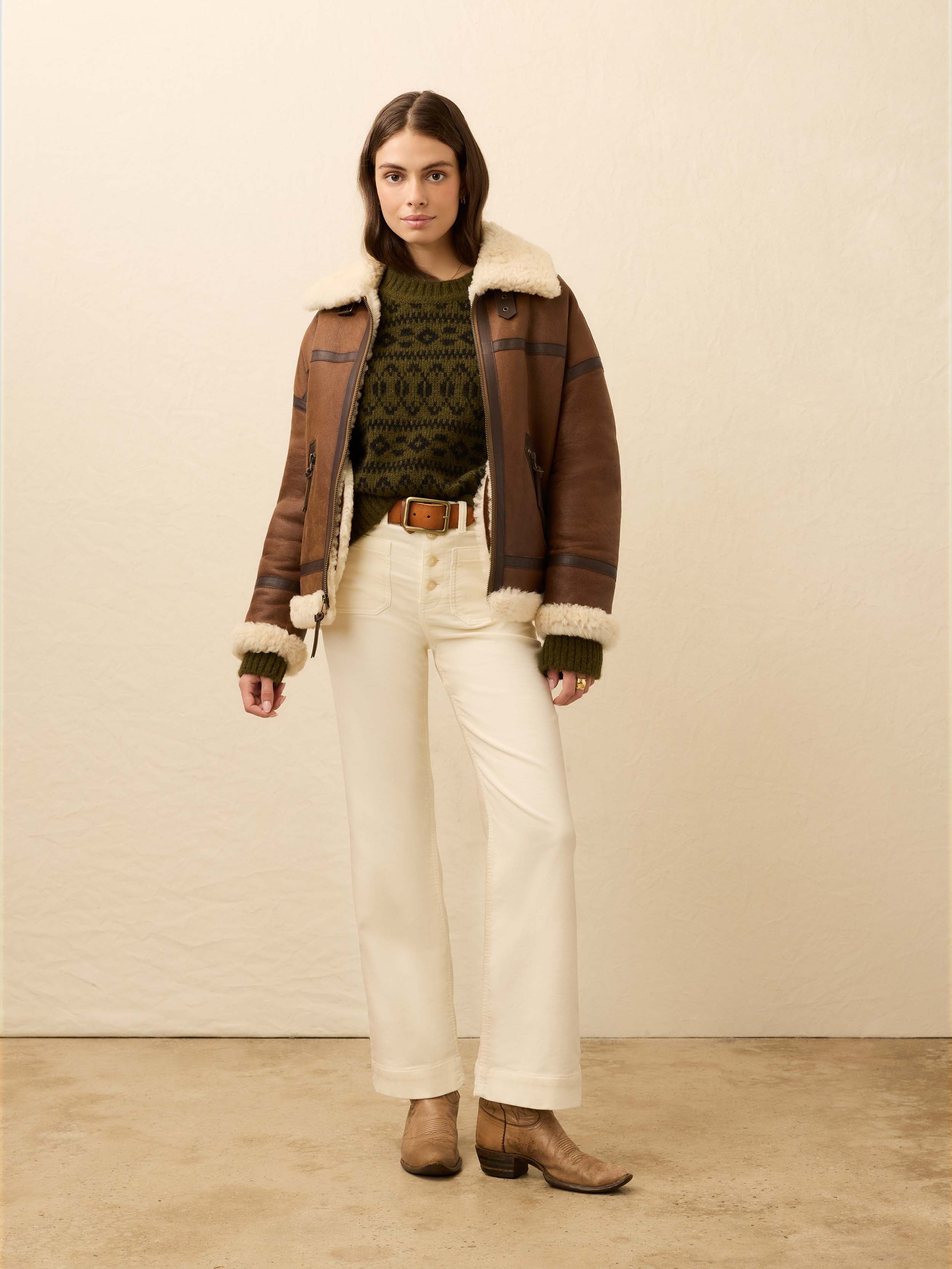 Sedona Shearling Flight Jacket - Brown