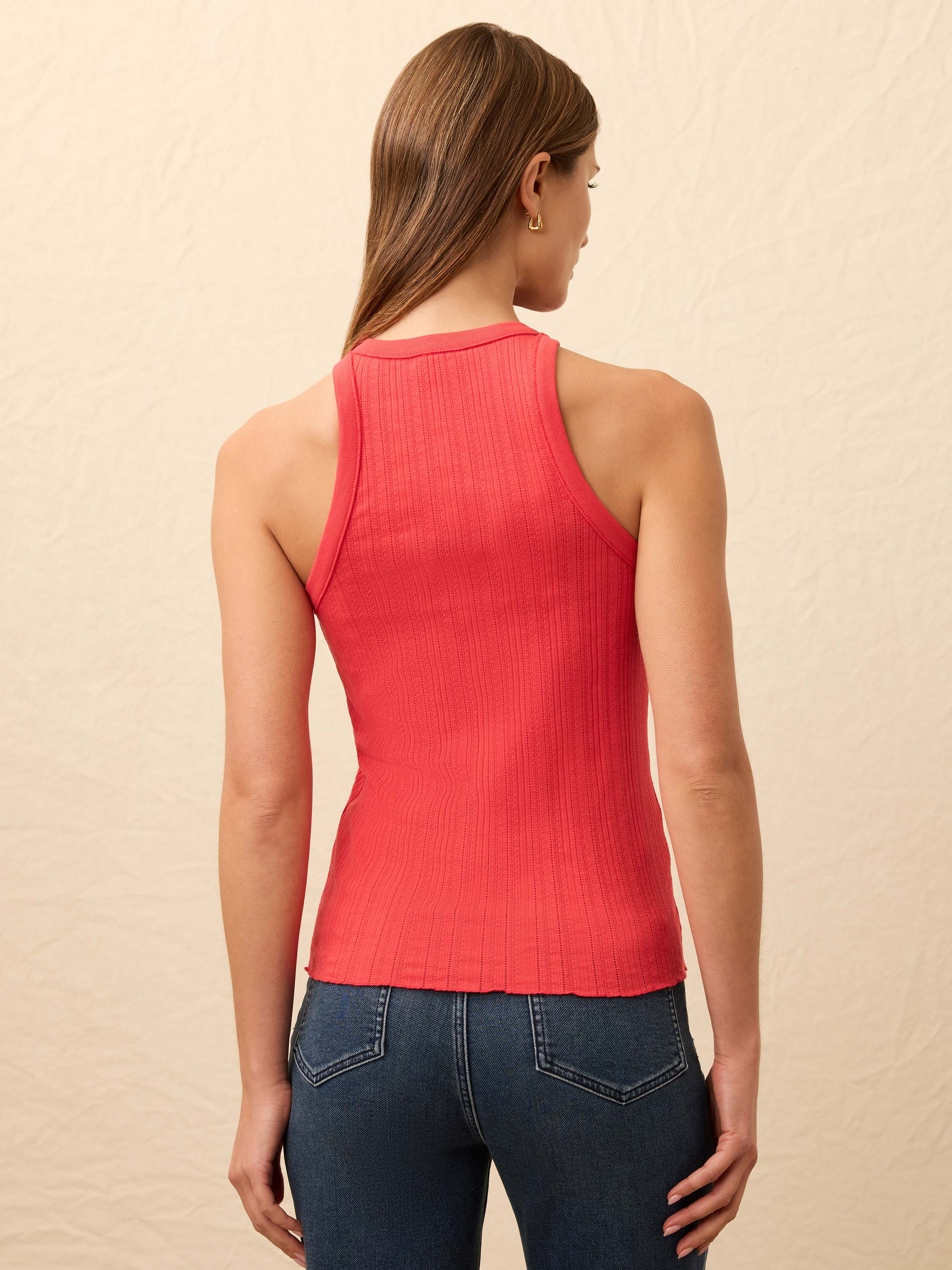 Paradise Pointelle Tank - Tomato