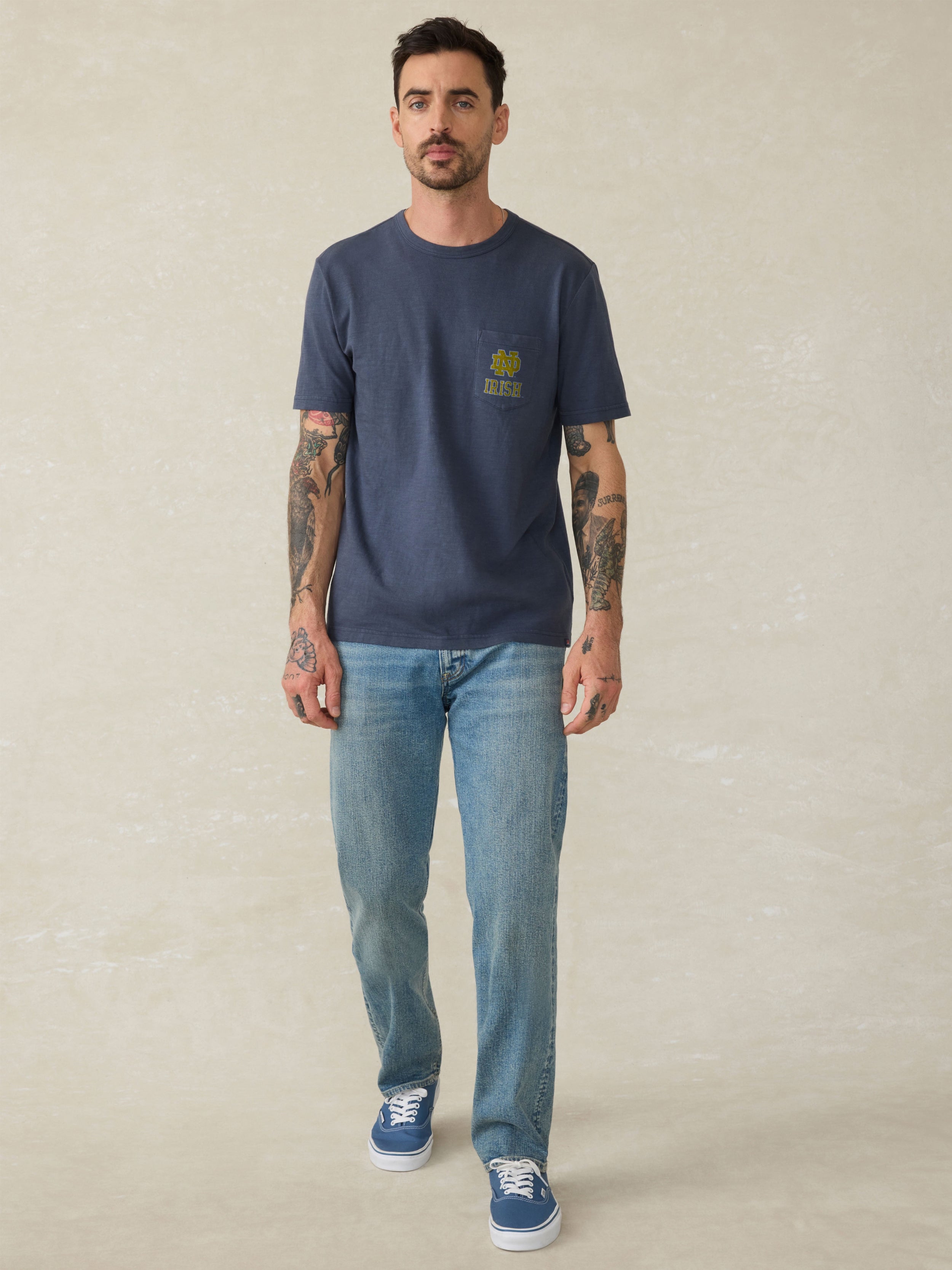 Notre Dame Sunwashed Pocket Tee - Dune Navy