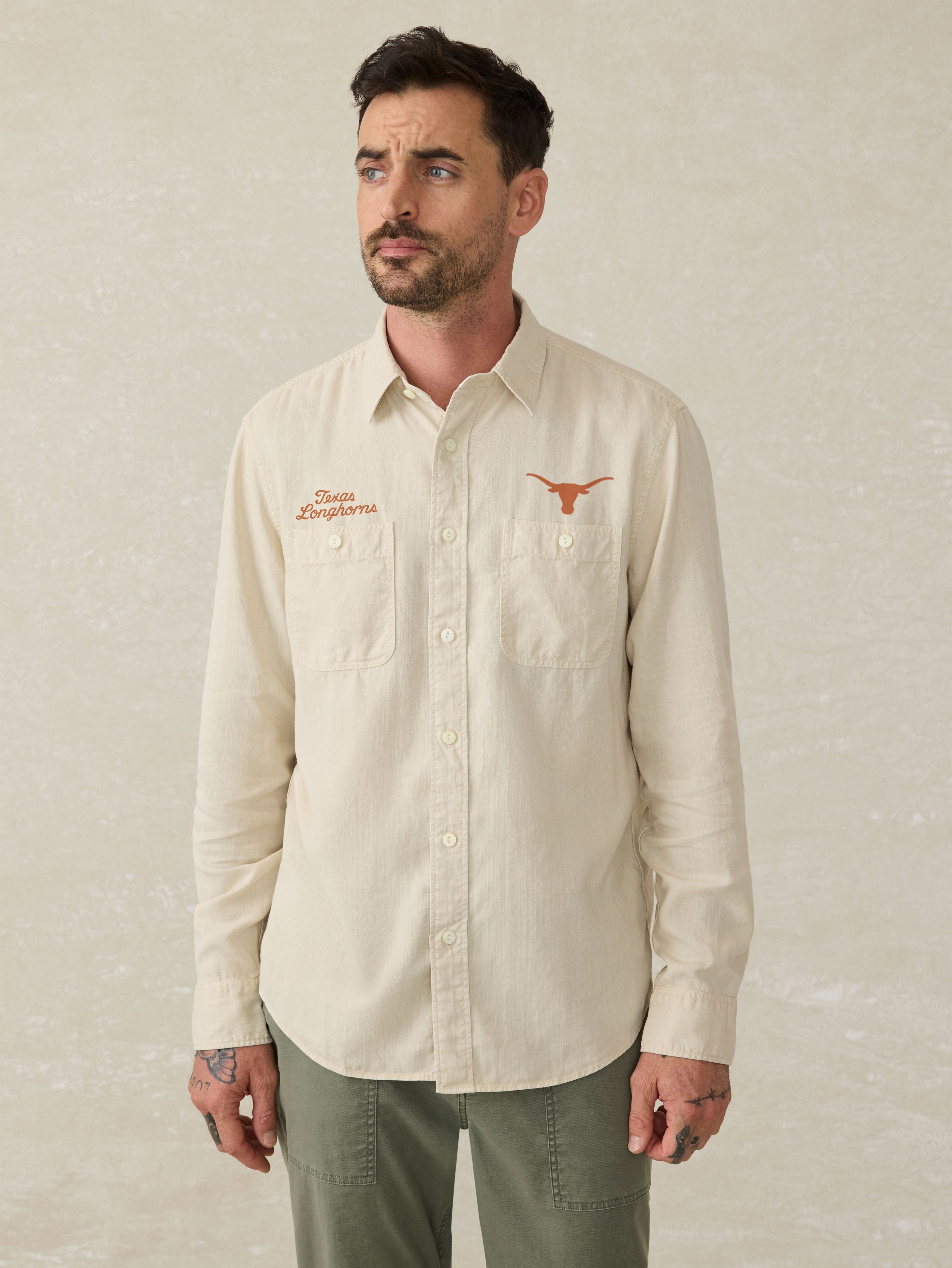 University of Texas Tried & True Chambray Workshirt - Coastal Cream