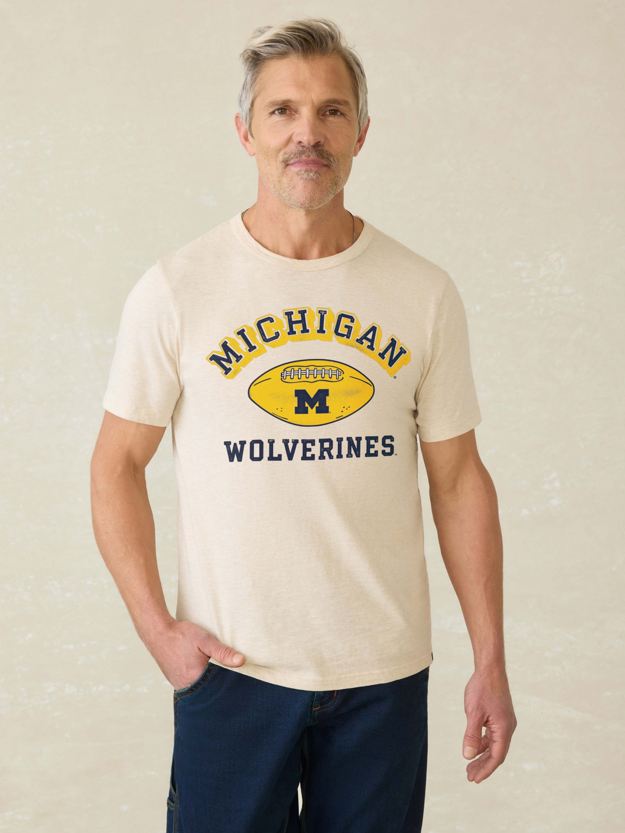 University of Michigan Sunwashed Tee - Island Dune Heather