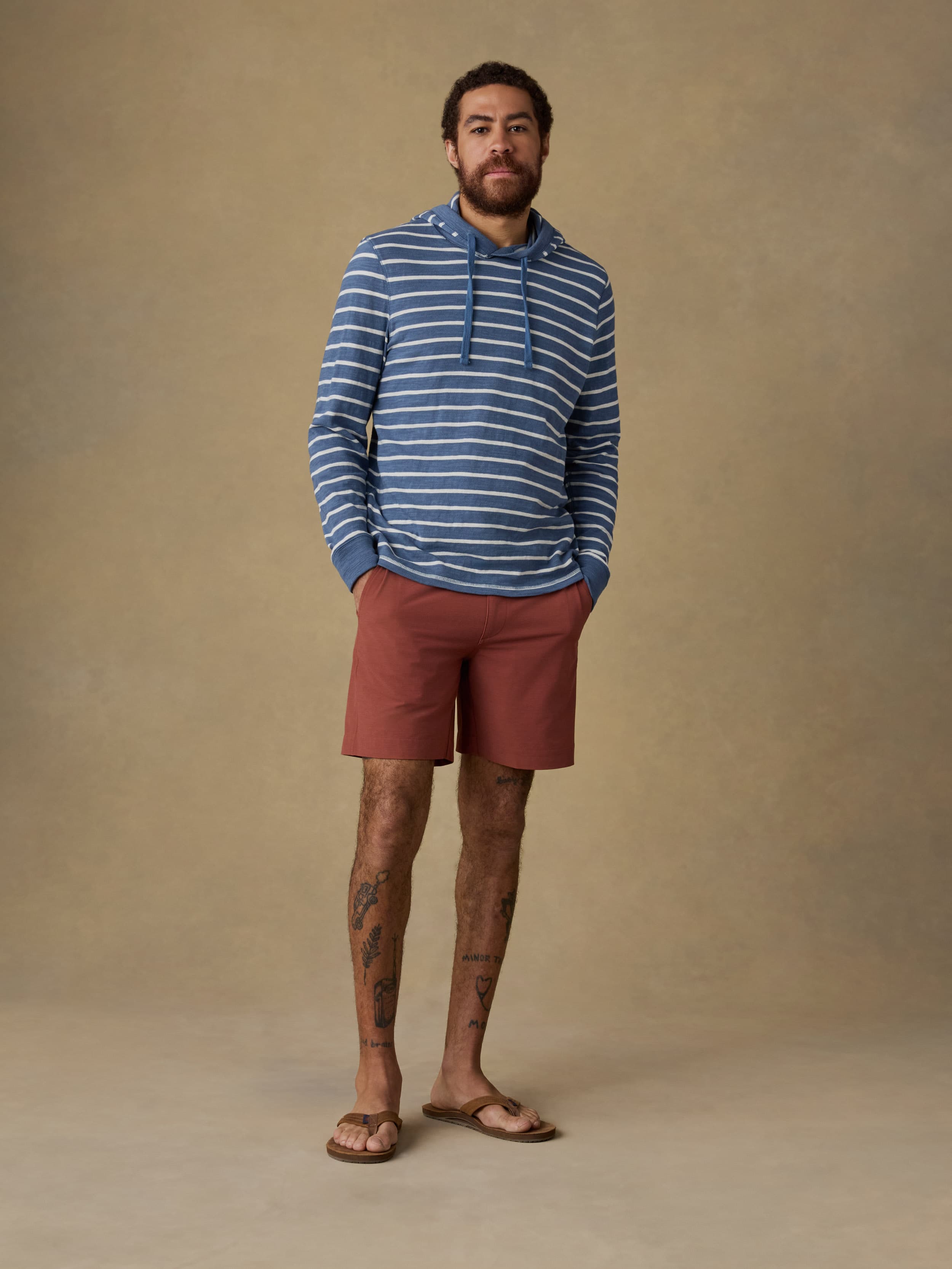 Sunwashed Organic Hoodie - Breaker Blue Breton Stripe