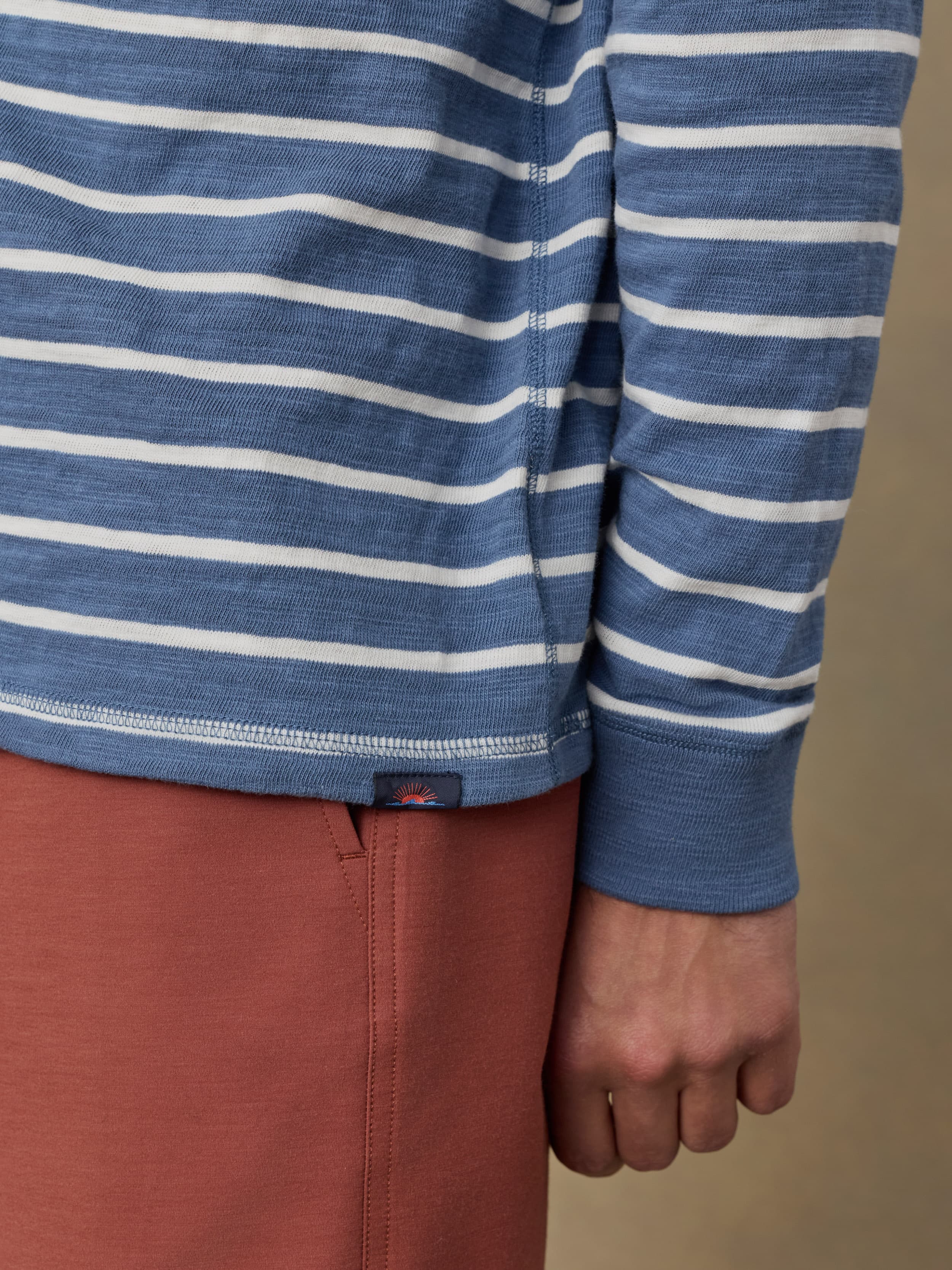 Sunwashed Organic Hoodie - Breaker Blue Breton Stripe