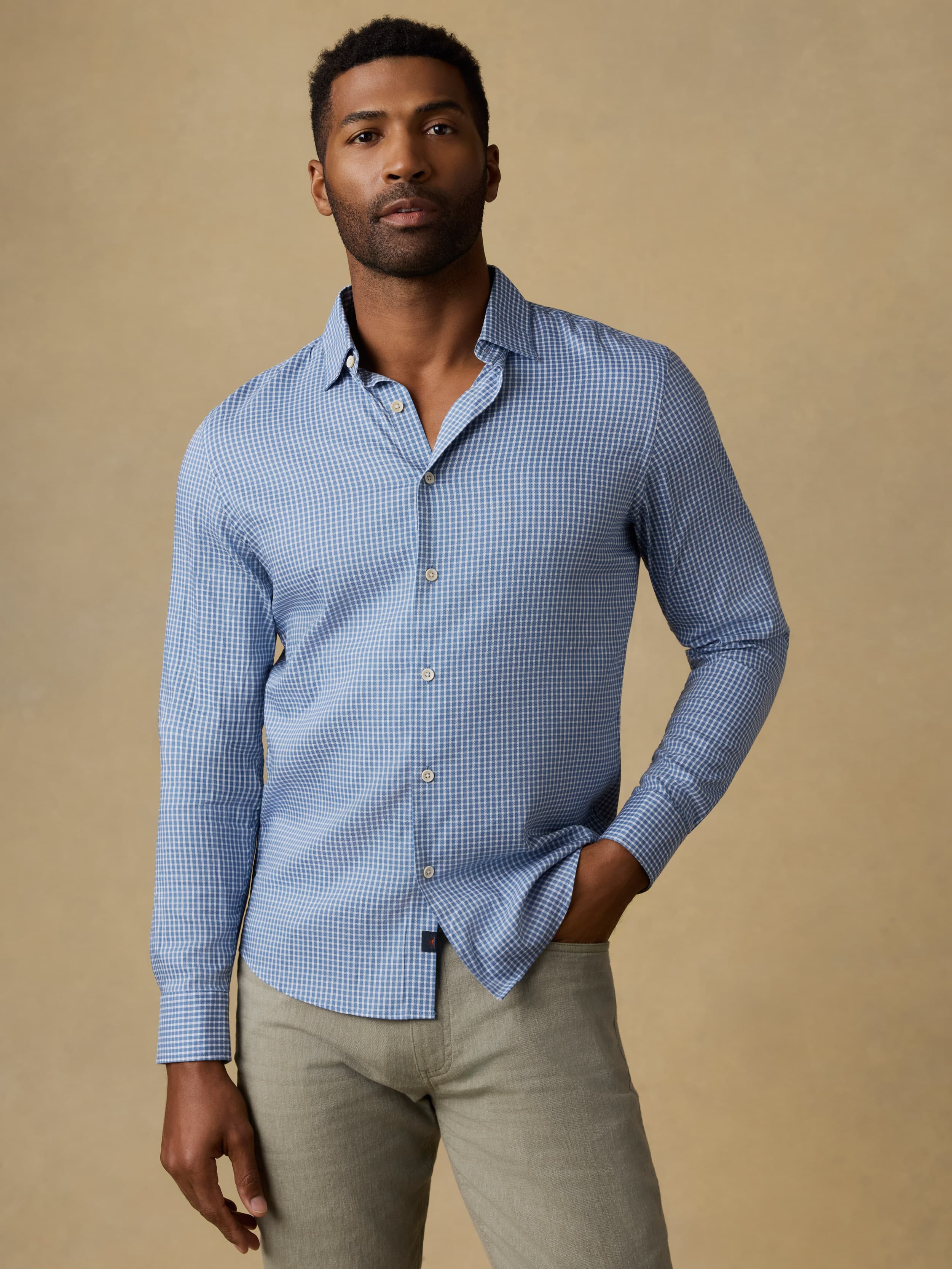 Movement™ Monterey Shirt - White Blue Check