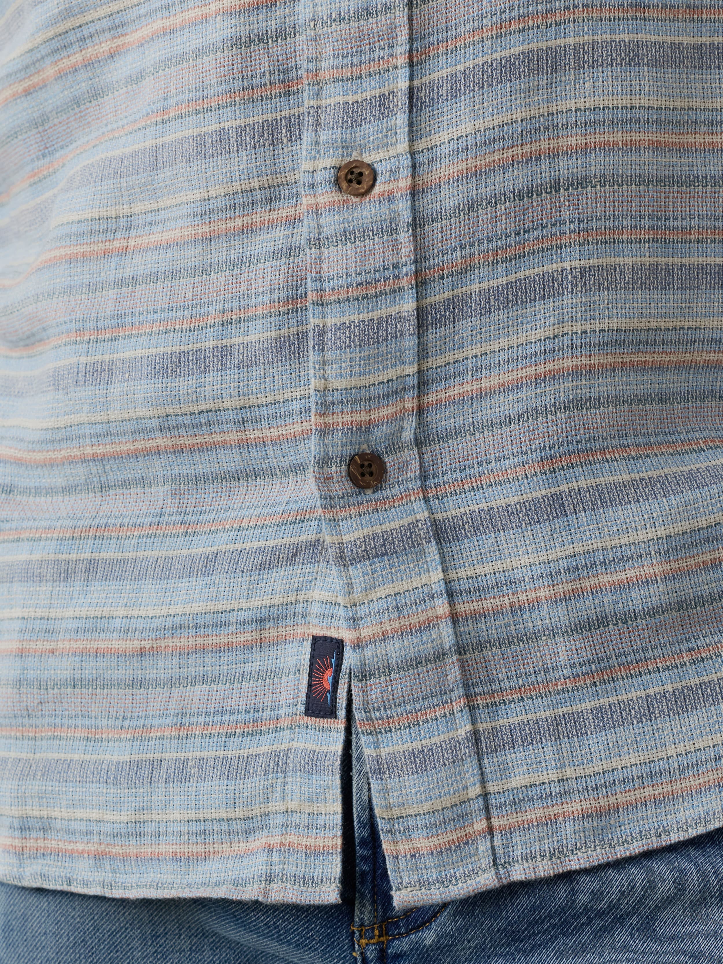 Short-Sleeve Palma Linen Shirt - Blue Gulf Stripe