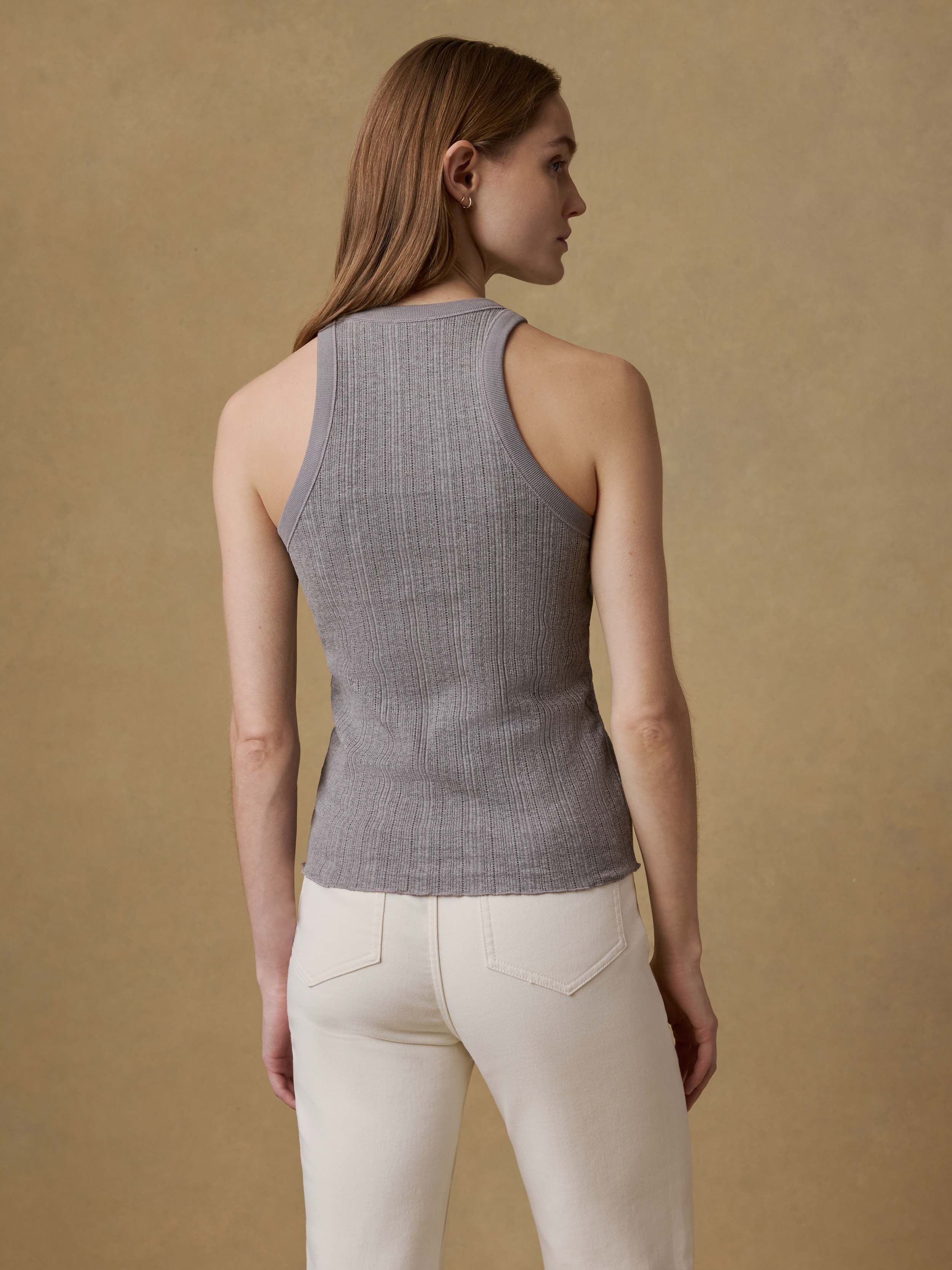 Paradise Pointelle Tank - Medium Grey Heather